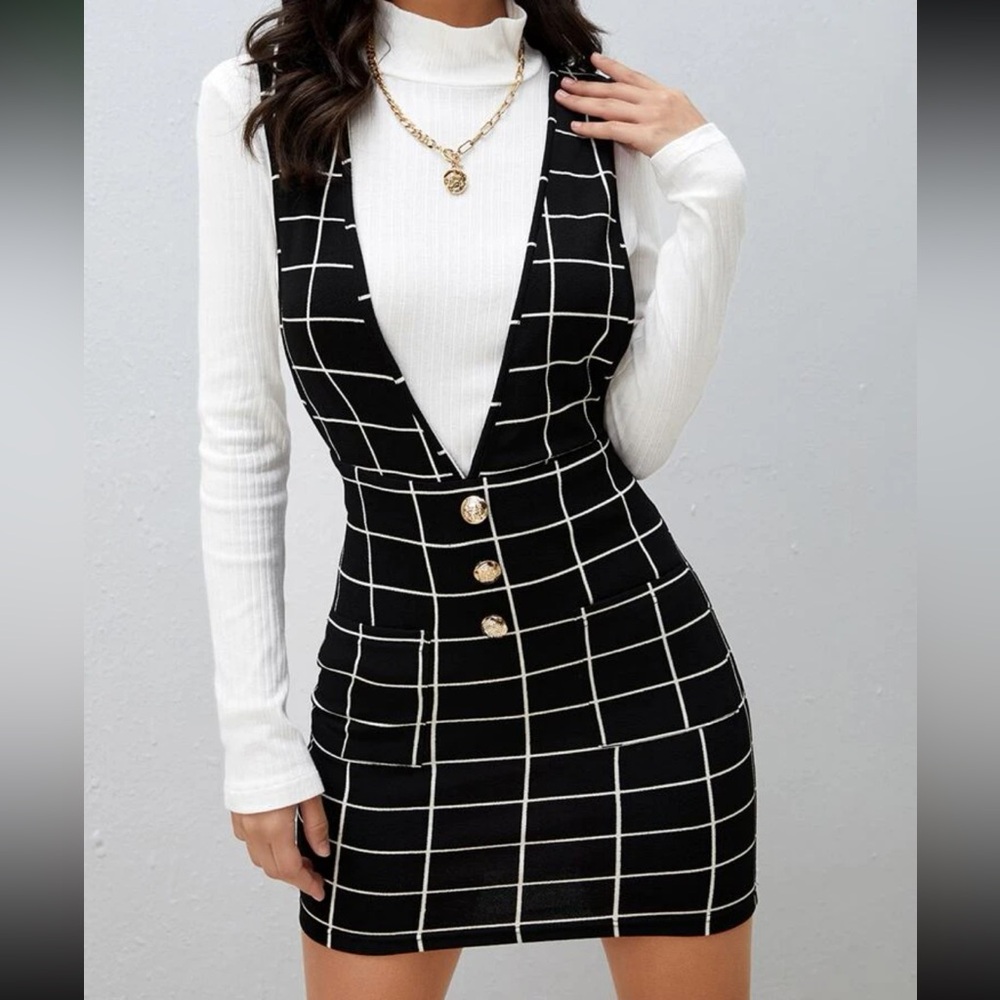Plaid Overall Dress 🖤 Shein
